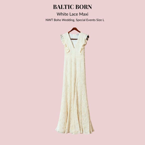 Baltic Born Dresses & Skirts - Baltic Born Antique White Lace Maxi Boho Summer Dress Bridal Formal Size L